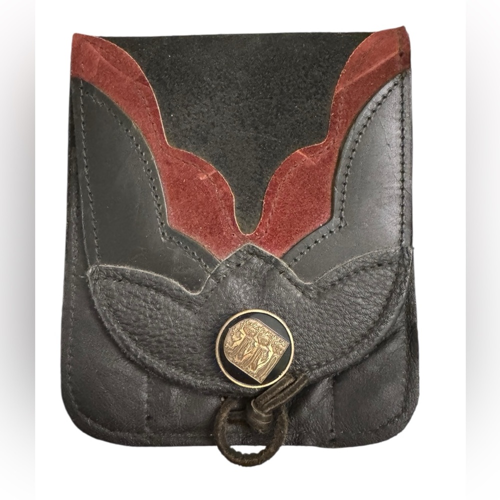Mid-Century Genuine Leather Side Belt Pouch Hip Bag Retro Rustic Pocket Satchel